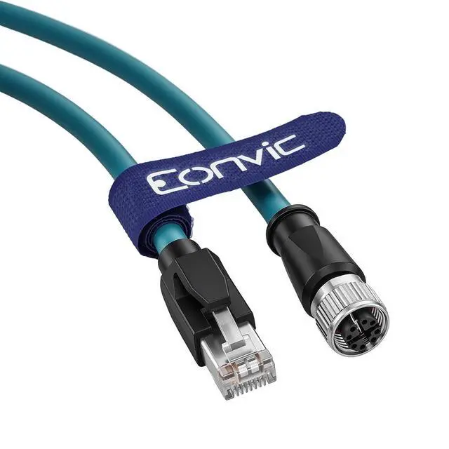 Alt view image 2 of 4 - M12 X Code 8 Pin Female to RJ45 Cat-7e High Flex Ethernet Cable for Cognex Industrial Camera (3M)
