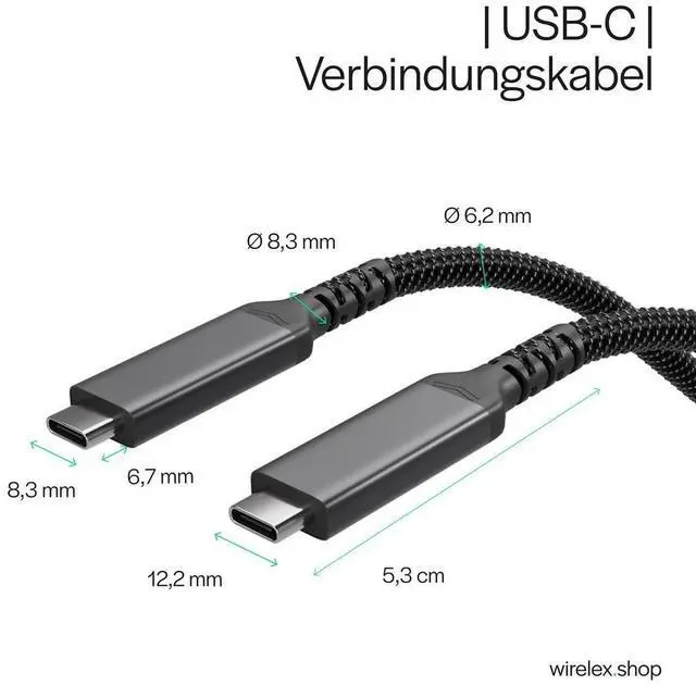 Alt view image 2 of 4 - Flexline® -USB-C Charging Cable, 3.2, 100W PD, Textile, 1 m
