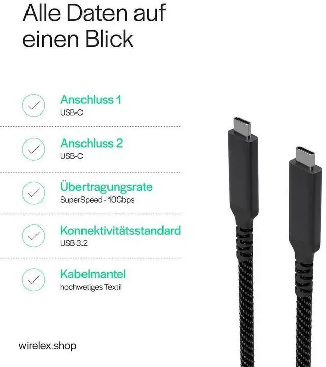 Alt view image 3 of 4 - Flexline® -USB-C Charging Cable, 3.2, 100W PD, Textile, 1 m