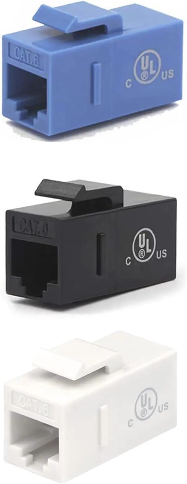 Main image of VCE UL Listed 75-Pack CAT6 Keystone Coupler RJ45 Female to Female Insert Coupler UTP Keystone Inline Coupler Blue+Black+White