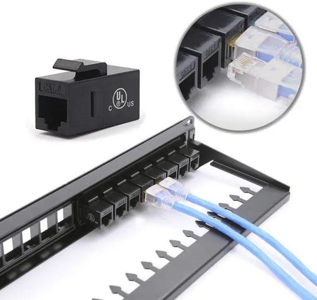 Alt view image 5 of 7 - VCE UL Listed 75-Pack CAT6 Keystone Coupler RJ45 Female to Female Insert Coupler UTP Keystone Inline Coupler Blue+Black+White