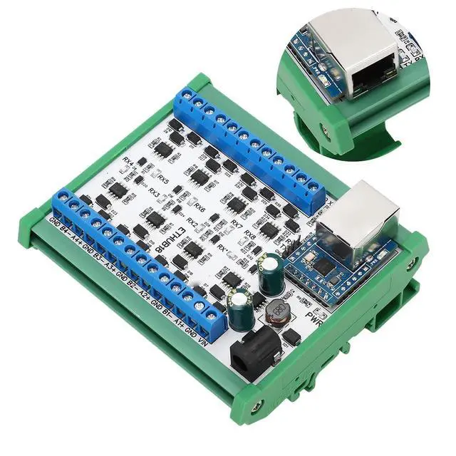 Alt view image 3 of 7 - RJ45 to 8 RS485 Hub Converter with Overvoltage Protection, Adjustable Baud Rate, DC7-30V for Security Monitoring & Home Automation (with Housing)