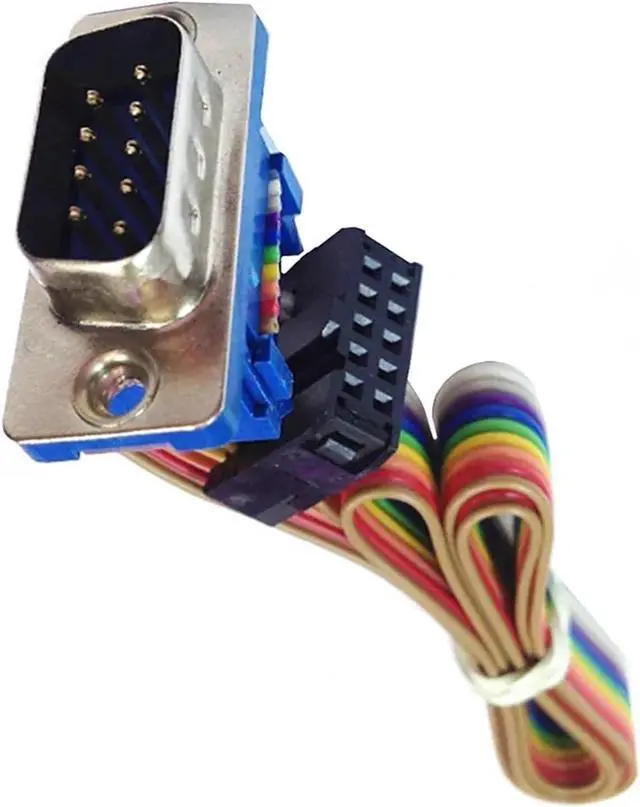 Alt view image 3 of 7 - 9 Pin RS-232 DB9 Male to 2.54mm Pitch IDC Rainbow Wire Flat Ribbon Cable FC CableSerial 9 Pin - Panel M to 2x5 F(3 PCS)