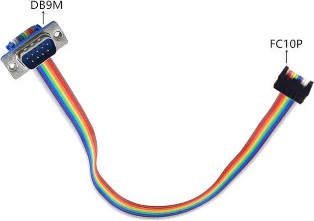 Alt view image 4 of 7 - 9 Pin RS-232 DB9 Male to 2.54mm Pitch IDC Rainbow Wire Flat Ribbon Cable FC CableSerial 9 Pin - Panel M to 2x5 F(3 PCS)
