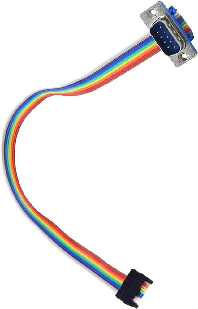Alt view image 5 of 7 - 9 Pin RS-232 DB9 Male to 2.54mm Pitch IDC Rainbow Wire Flat Ribbon Cable FC CableSerial 9 Pin - Panel M to 2x5 F(3 PCS)