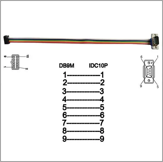 Alt view image 7 of 7 - 9 Pin RS-232 DB9 Male to 2.54mm Pitch IDC Rainbow Wire Flat Ribbon Cable FC CableSerial 9 Pin - Panel M to 2x5 F(3 PCS)