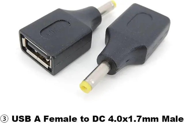 Alt view image 2 of 7 - USB Type A Female to DC Male Power Connector 2.5x0.7 3.5x1.35 4.0x1.7 5.5x2.1 5.5x2.5 Male 5.5x2.1 Jack Female Adapter Converter(4.0x1.7mm Male)