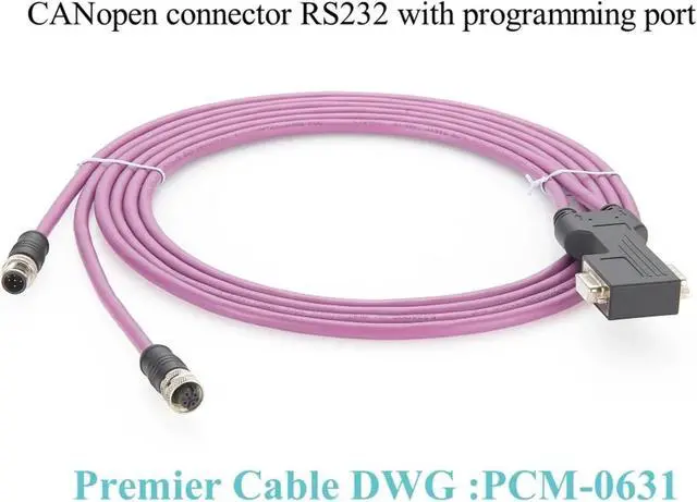 Alt view image 2 of 5 - CANopen CanBus DB9 to M12 Male Female 5 Pin A Code PLC Controller RS232 Cable with Programming Port Right Angle Cable