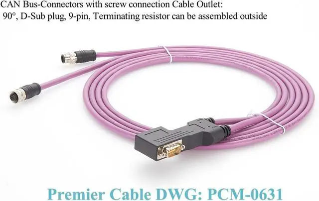 Alt view image 4 of 5 - CANopen CanBus DB9 to M12 Male Female 5 Pin A Code PLC Controller RS232 Cable with Programming Port Right Angle Cable