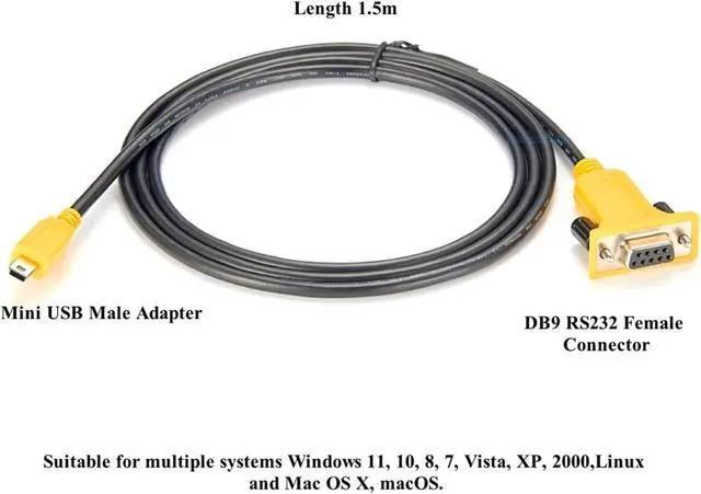 Alt view image 3 of 5 - M/i/ni USB to Serial Adapter Cable M/i/ni USB to RS232 DB9 Female Converter Cable F/;TD/;1 Chipset Compatible with The Windows 11,10,8,7,Vista,Linux