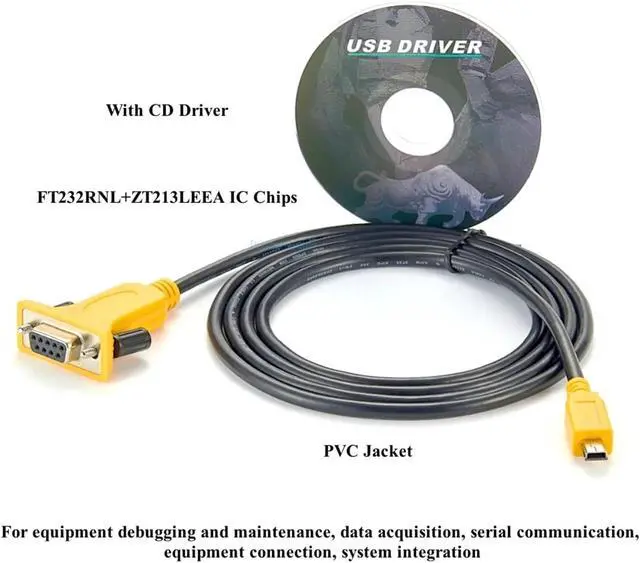 Alt view image 4 of 5 - M/i/ni USB to Serial Adapter Cable M/i/ni USB to RS232 DB9 Female Converter Cable F/;TD/;1 Chipset Compatible with The Windows 11,10,8,7,Vista,Linux