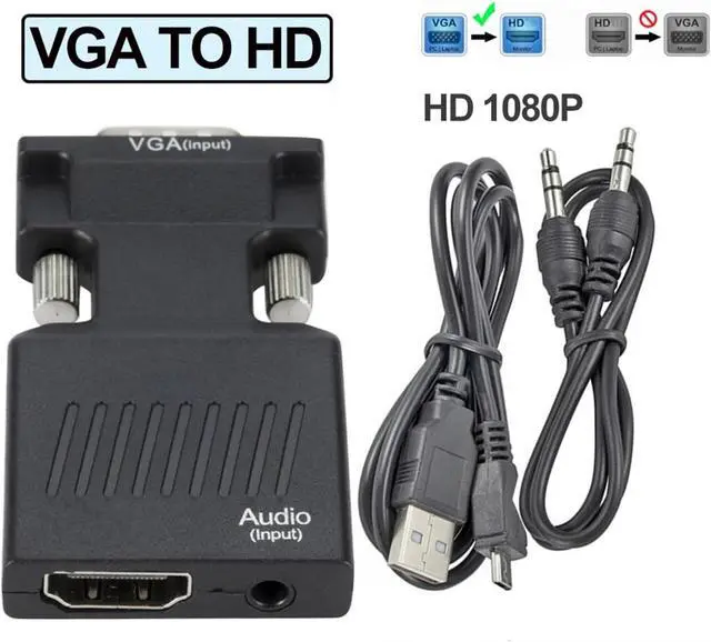 Alt view image 6 of 6 - HDMI-Compatible to VGA Adapter 1080P VGA to HDMI-Compatible Converter with Audio Output for PC Laptop TV Box Projector HDTVC(VGA to HD)