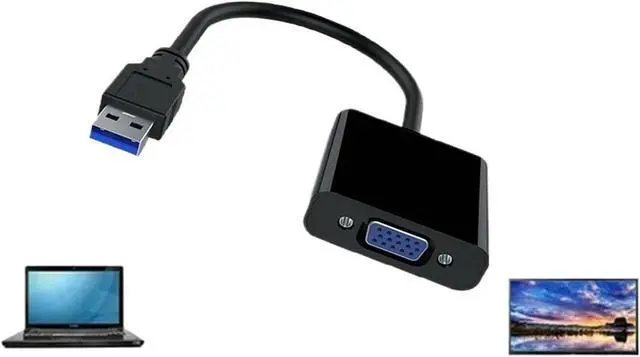 Alt view image 3 of 7 - USB 3.0 to VGA Adapter Video Graphic Card Display External Cable Adapter Male USB 3.0 to Female VGA Connector for PC HDTV 1080P