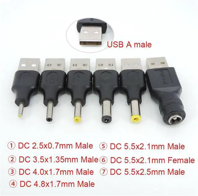 Alt view image 3 of 7 - 1pc USB Type A Male to DC 2.5x0.7 3.5x1.35 4.0x1.7 5.5x2.1 5.5x2.5 Male 5.5x2.1 Jack Female Power Adapter Connector Converter(3.5x1.35mm Male)