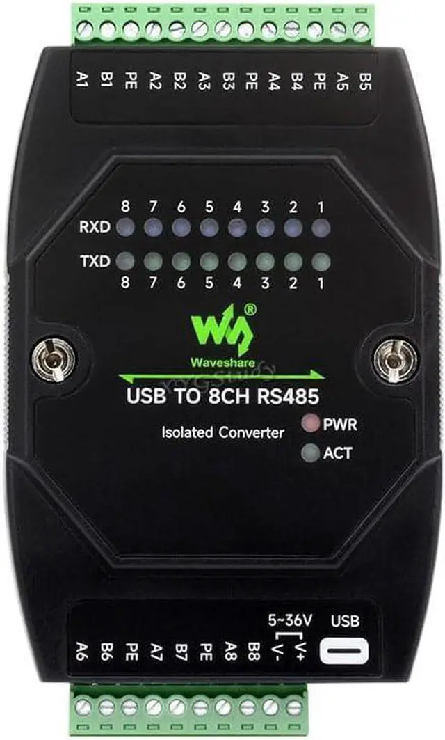 Main image of USB to 8CH RS485 Industrial Grade Isolated Converter Adapter with Multiple Protection Circuits, Wall-Mount and Rail-Mount Support, Multi-OS Compatible @XYGStudy (USB to 8CH RS485)