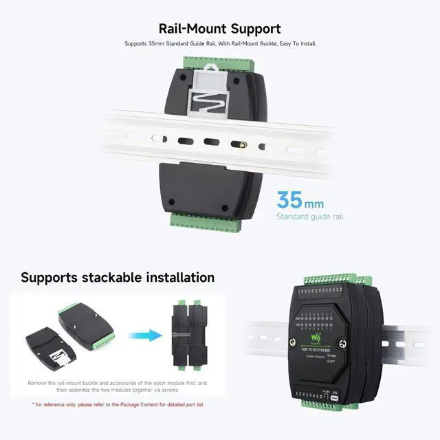 Alt view image 7 of 7 - USB to 8CH RS485 Industrial Grade Isolated Converter Adapter with Multiple Protection Circuits, Wall-Mount and Rail-Mount Support, Multi-OS Compatible @XYGStudy (USB to 8CH RS485)