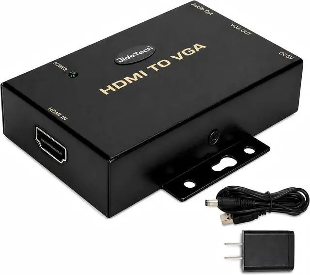 Main image of JideTech HDMI to VGA Converter with Audio, 1080P Active HDMI Source to VGA Display Adapter, DC 5V Powered, 3.5mm Audio Output, One-Way HDMI to VGA Converter for Monitor and Projector