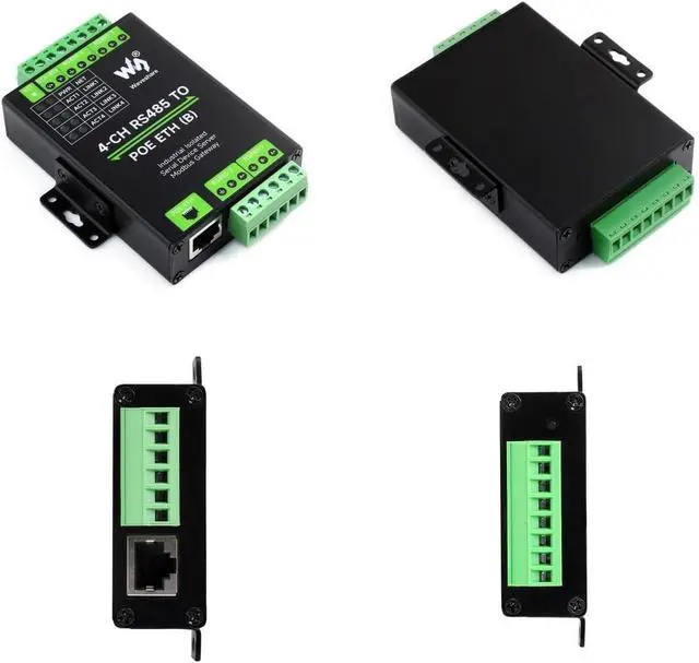 Alt view image 2 of 7 - 4-Ch RS485 to RJ45 Ethernet Serial Server (PoE Ethernet Port), 4 Channels RS485 Independent Operation, Rail-Mount Industrial Isolated Serial Module, Bi-Directional Transparent Transmission