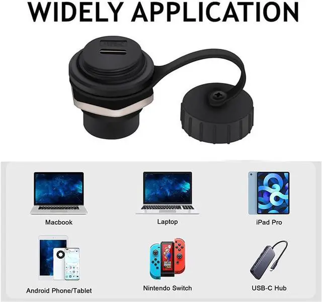 Alt view image 5 of 6 - PENGLIN 5PCS Waterproof USB C 3.1 Panel Mount Coupler, Type C Female to Female Extension Adapter for PC, Laptop, Power Bank, Smartphones, Tablets