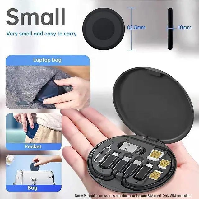 Alt view image 4 of 7 - Multifunctional Data Cable Conversion Head Portable Storage Box, Multi-Type Charging Line Convertor USB Type C Adapter Tool Contains Sim Card Slot Tray Eject Pin, Phone Holder (Multi-Colour)