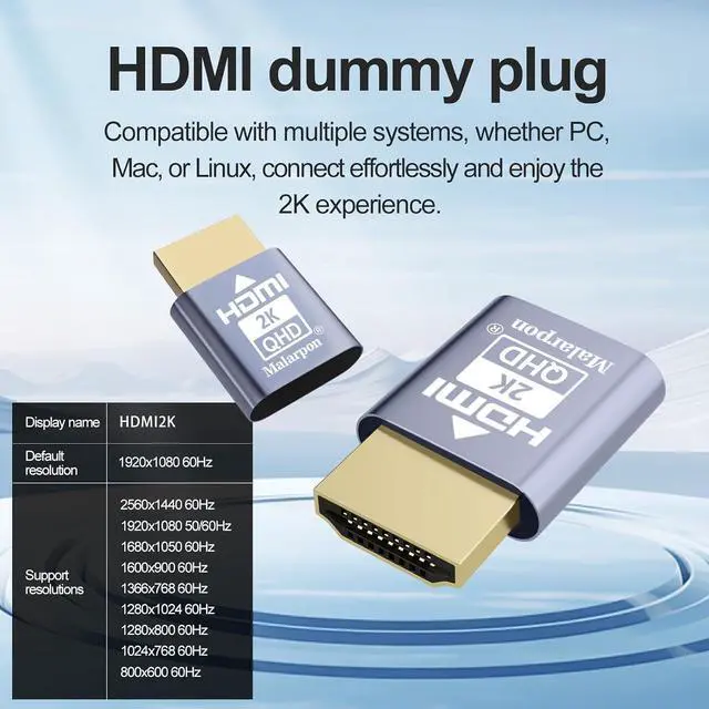 Alt view image 2 of 7 - HDMI Dummy Plug fit-Headless Display Emulator DDC EDID Headless Ghos with Windows Mac OSX Linux Great for Graphics Acceleration Support 1920x1080@60Hz 6P