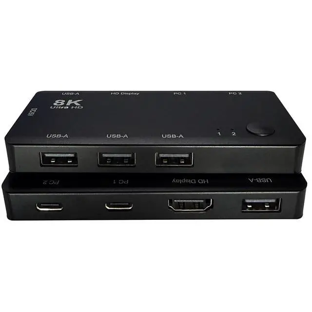 Alt view image 2 of 6 - 2 Port USB-C KVM Switch, 2 USB-C to 1 HDMI 8K@60Hz Screen,Thunderbolt 3/4 Compatible, 4 USB-A Port, for Dual PC, 2 Computers Share 1 HDMI Monitor & USB Peripherals, No HDMI Cable(HDMI Monitor)