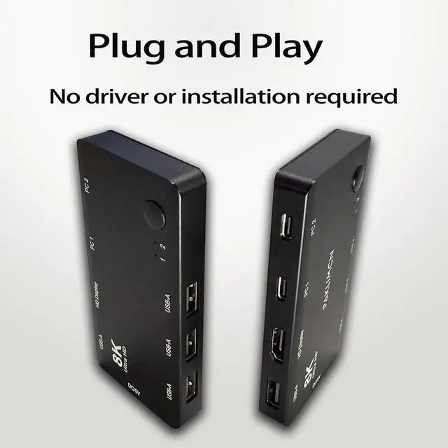 Alt view image 6 of 6 - 2 Port USB-C KVM Switch, 2 USB-C to 1 HDMI 8K@60Hz Screen,Thunderbolt 3/4 Compatible, 4 USB-A Port, for Dual PC, 2 Computers Share 1 HDMI Monitor & USB Peripherals, No HDMI Cable(HDMI Monitor)
