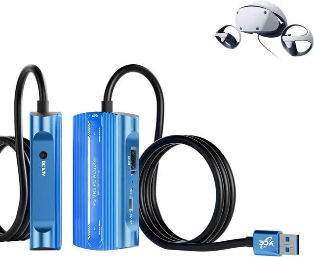 Alt view image 2 of 7 - PSVR2 PC Adapter, PSVR 2 PC Accessories Kit Compatible with PlayStation VR2, AR Glasses, Portable Monitor, Includes DP 1.4 Cable and Power Adapter (Black) (green)