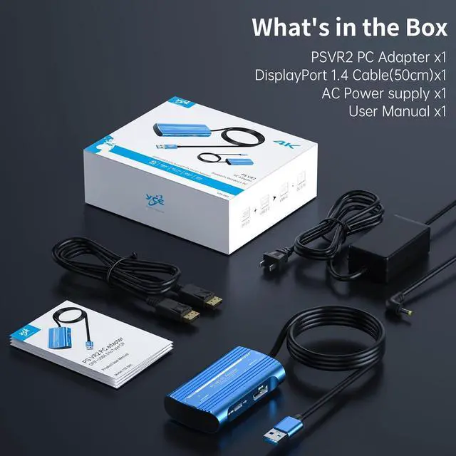 Alt view image 3 of 7 - PSVR2 PC Adapter, PSVR 2 PC Accessories Kit Compatible with PlayStation VR2, AR Glasses, Portable Monitor, Includes DP 1.4 Cable and Power Adapter (Black) (green)