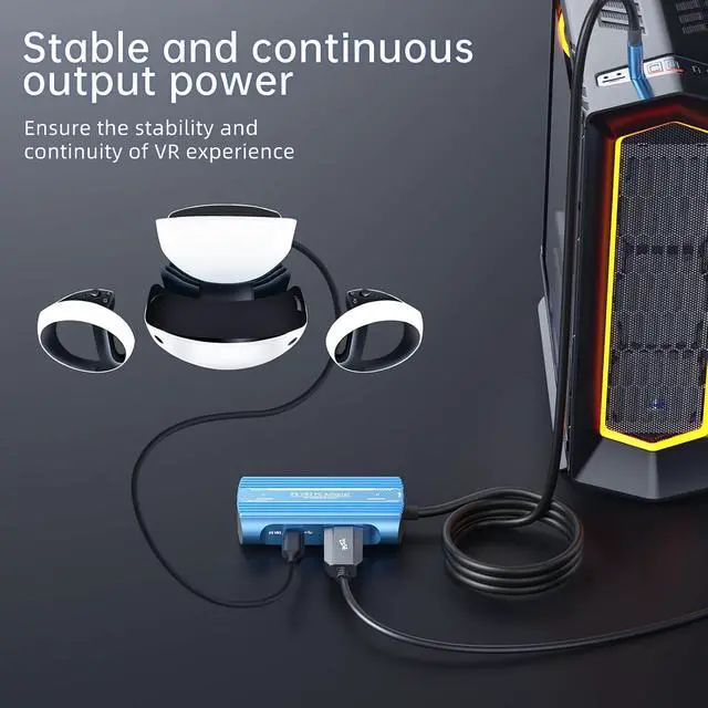 Alt view image 4 of 7 - PSVR2 PC Adapter, PSVR 2 PC Accessories Kit Compatible with PlayStation VR2, AR Glasses, Portable Monitor, Includes DP 1.4 Cable and Power Adapter (Black) (green)