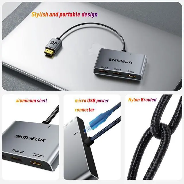 Alt view image 6 of 7 - DisplayPort to Dual DisplayPort with HDMI Adapter |4K@60Hz| Extended Display 1 in 3 Out MST Hub for Multiple Monitors Compatible with PC,NVIDIA/AMD Graphics Card