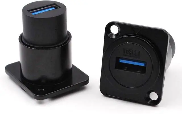 Alt view image 2 of 7 - 10PCS USB 3.0 Panel Mount Connector, IP67 USB Pass Through Connector, Female to Female Socket for Audio Video Data Transfer/Charging with Weatherproof Dust Cap