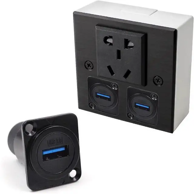 Alt view image 6 of 7 - 10PCS USB 3.0 Panel Mount Connector, IP67 USB Pass Through Connector, Female to Female Socket for Audio Video Data Transfer/Charging with Weatherproof Dust Cap