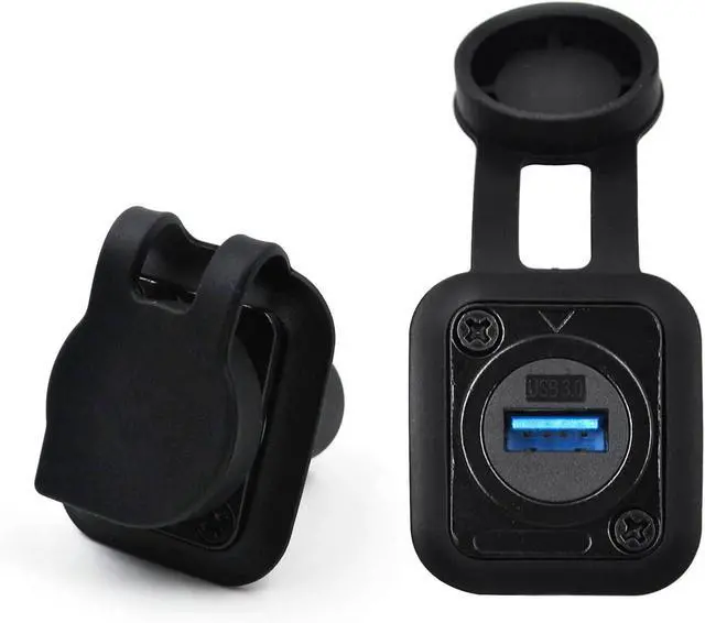 Alt view image 7 of 7 - 10PCS USB 3.0 Panel Mount Connector, IP67 USB Pass Through Connector, Female to Female Socket for Audio Video Data Transfer/Charging with Weatherproof Dust Cap