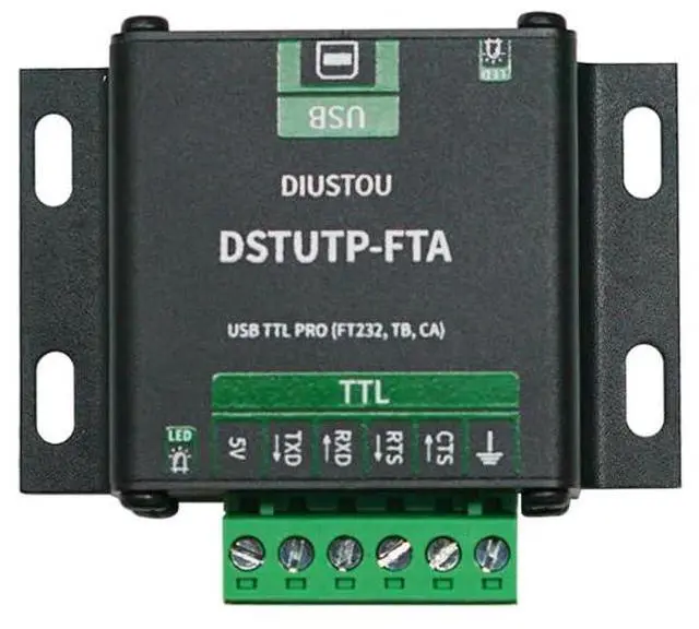 Main image of Industrial USB to TTL Serial Converter PRO - FT232 Chipset Aluminum Alloy Shield Bidirectional Signal Isolation USB-B & 5.08mm Terminal Industrial-Grade Stability