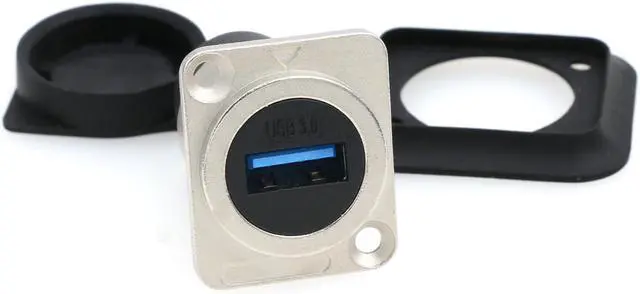 Alt view image 2 of 7 - SZRMCC USB 3.0 Panel Mount Connector 5pcs USB Female Socket Waterproof Round Cable Coupler Pass Through Connector Extension Adapter with Dust Cap