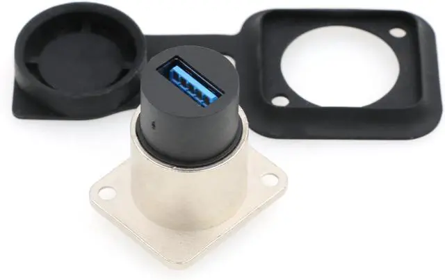 Alt view image 3 of 7 - SZRMCC USB 3.0 Panel Mount Connector 5pcs USB Female Socket Waterproof Round Cable Coupler Pass Through Connector Extension Adapter with Dust Cap