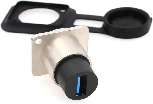 Alt view image 6 of 7 - SZRMCC USB 3.0 Panel Mount Connector 5pcs USB Female Socket Waterproof Round Cable Coupler Pass Through Connector Extension Adapter with Dust Cap