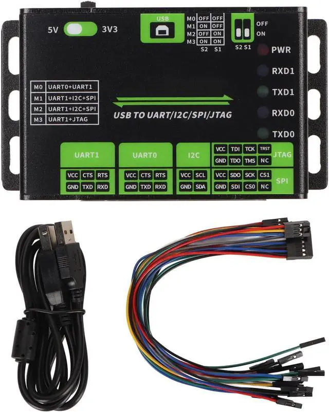 Main image of EBTOOLS USB to UART I2C SPI JTAG Converter, 2 UART, 1 I2C, 1 SPI, 1 JTAG, 3.3V 5V, Industrial Isolation, 10 8.1 8 7, Aluminum Alloy Case, Wide Application