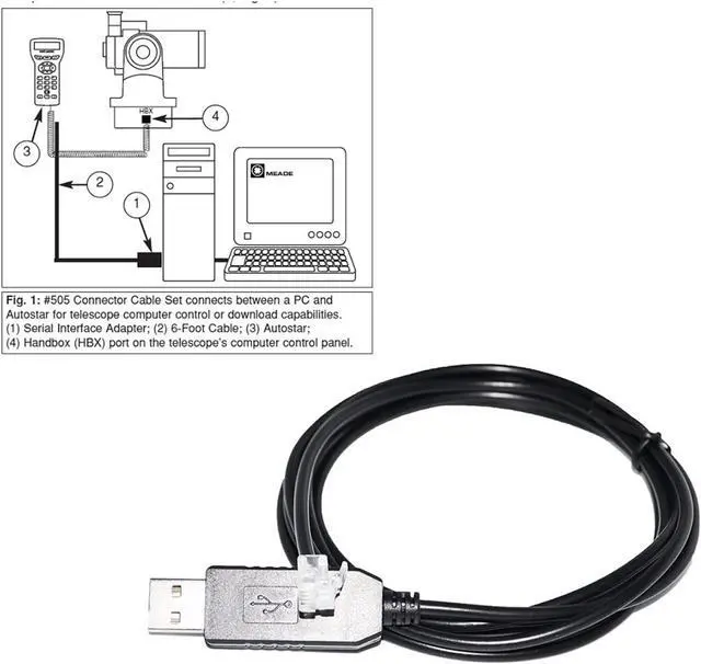 Alt view image 3 of 4 - F1T`D2I FT232RL CHIP USB to RS232 RJ9 RJ11 4P4C p/Lug Console Cable Fit Fit Compatible Meade 505 497 LXD55 ETX 125 127 PC to AUTOSTAR Control KABLE(5M)