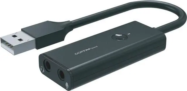 Main image of GOPPA GP-AUA2HM/B-EC USB to A Audio Converter Adapter, Mini Jack, Headphone and Microphone Terminal, Supports High Resolution, Includes Mute Button, Windows, Mac, PS4, PS5, Switch
