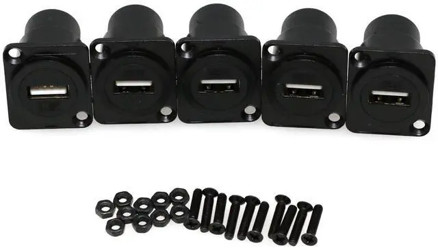 Main image of USB 2.0 Type D Metal Plug Female to Female Module Connector USB Connector Jack Panel Mount USB 2.0 for Chassis Adapter Bracket,5PCS Black