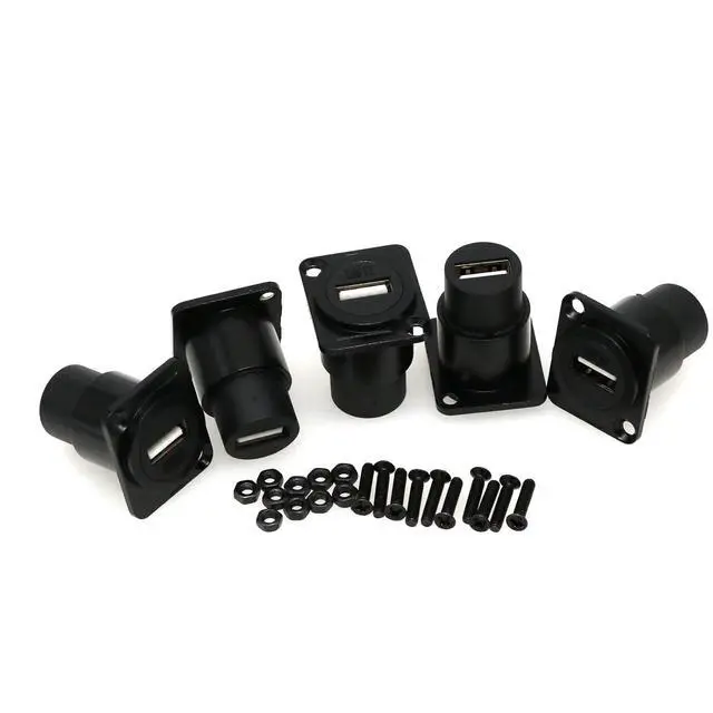 Alt view image 3 of 4 - USB 2.0 Type D Metal Plug Female to Female Module Connector USB Connector Jack Panel Mount USB 2.0 for Chassis Adapter Bracket,5PCS Black