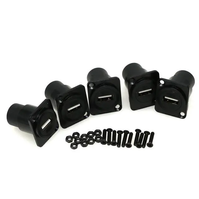 Alt view image 4 of 4 - USB 2.0 Type D Metal Plug Female to Female Module Connector USB Connector Jack Panel Mount USB 2.0 for Chassis Adapter Bracket,5PCS Black
