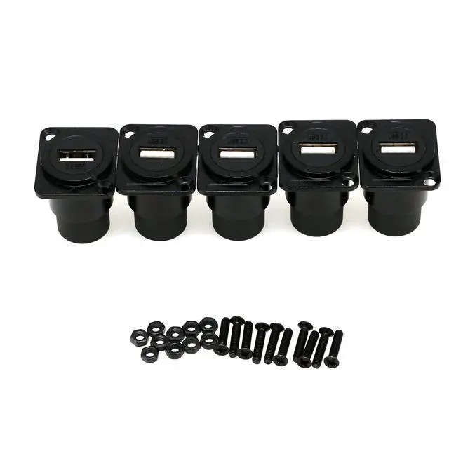 Alt view image 2 of 4 - USB 2.0 Type D Metal Plug Female to Female Module Connector USB Connector Jack Panel Mount USB 2.0 for Chassis Adapter Bracket,5PCS Black