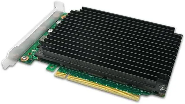 Alt view image 3 of 3 - PCIe 4.0 x16 to M.2 NVMe Adapter PCIe Bifurcation with Heatsink, 4 X4 NVMe M.2 SSD in Size 2242/2260/2280-PE3162-4I