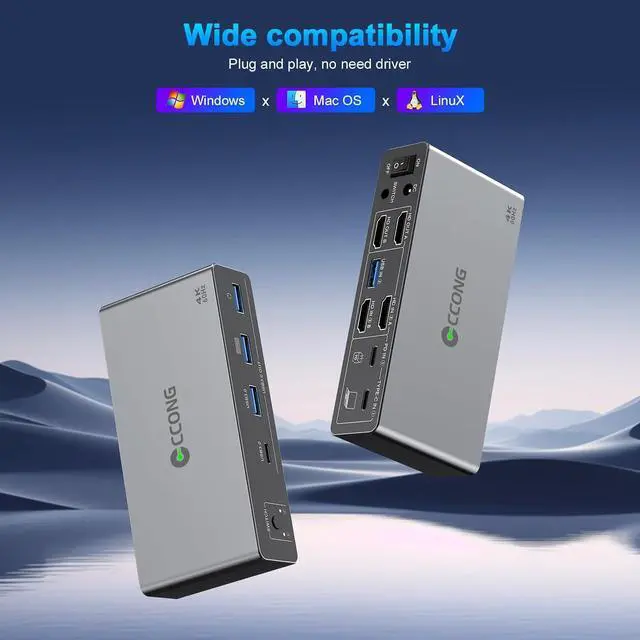 Alt view image 5 of 7 - USB C HDMI KVM Switch 2 Monitors 2 Computers,4K@60HZ Dual Monitors KVM Switches for 2 PC/Laptops Share Mouse Keyboard and 2 Screens,4 USB3.0 Devices,Support 100W Charging for Laptop