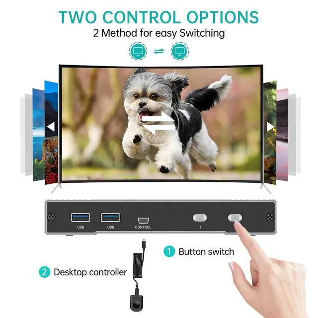 Alt view image 4 of 7 - MT-VIKI 4K@144Hz USB 3.0 HDMI KVM Switch 2 Port 8K@60Hz, MT-VIKI Aluminum KVM Switch HDMI 2.1, 4K@120Hz HDR for Games