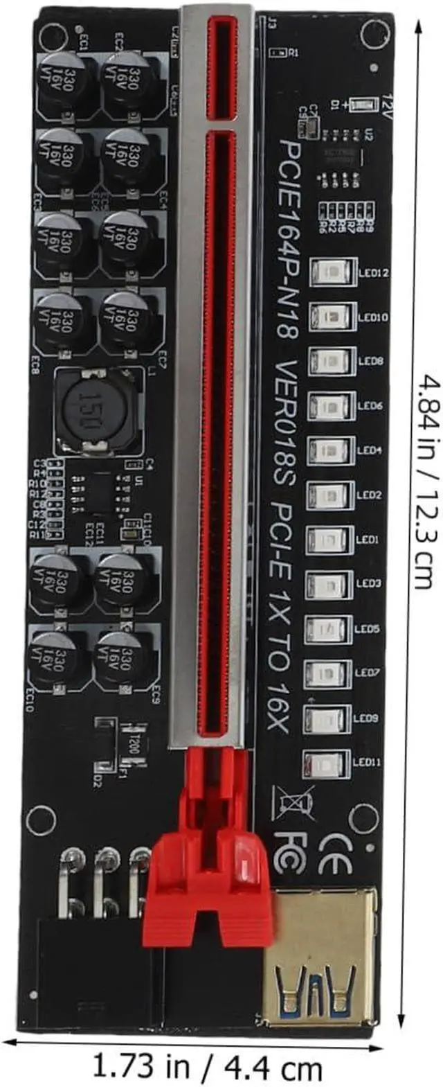 Alt view image 2 of 7 - Pcie Riser Cable Mining Extension Cable Interface Power Supply Gpu Riser Adapter Led Mining Light Strip