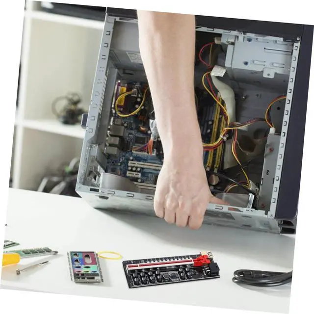 Alt view image 5 of 7 - Pcie Riser Cable Mining Extension Cable Interface Power Supply Gpu Riser Adapter Led Mining Light Strip